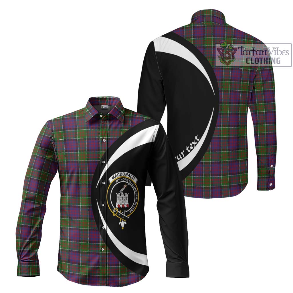 MacDonald of Clan Ranald Modern Tartan Long Sleeve Button Up with Family Crest Circle Style Men's Shirt S - Tartan Vibes Clothing