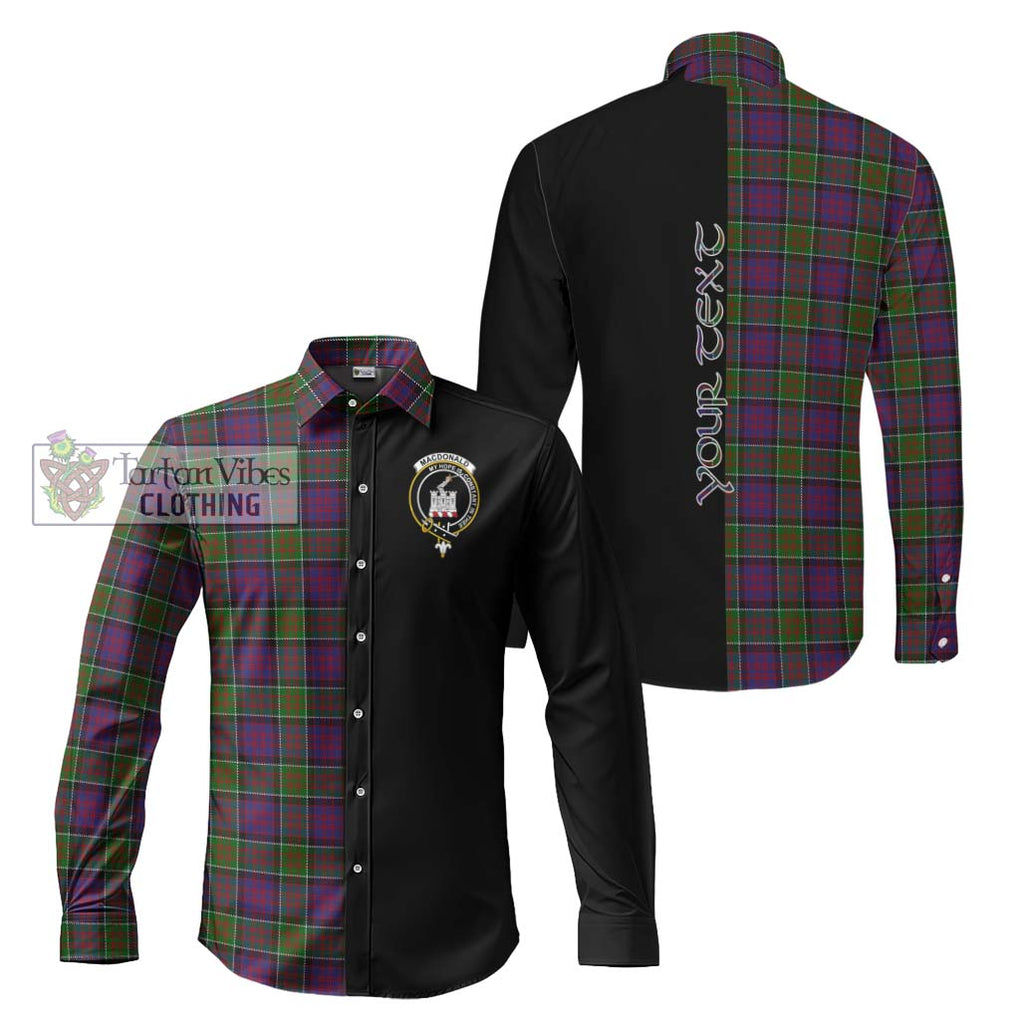 MacDonald of Clan Ranald Modern Tartan Long Sleeve Button Shirt with Family Crest and Half Of Me Style Men's Shirt S - Tartanvibesclothing Shop