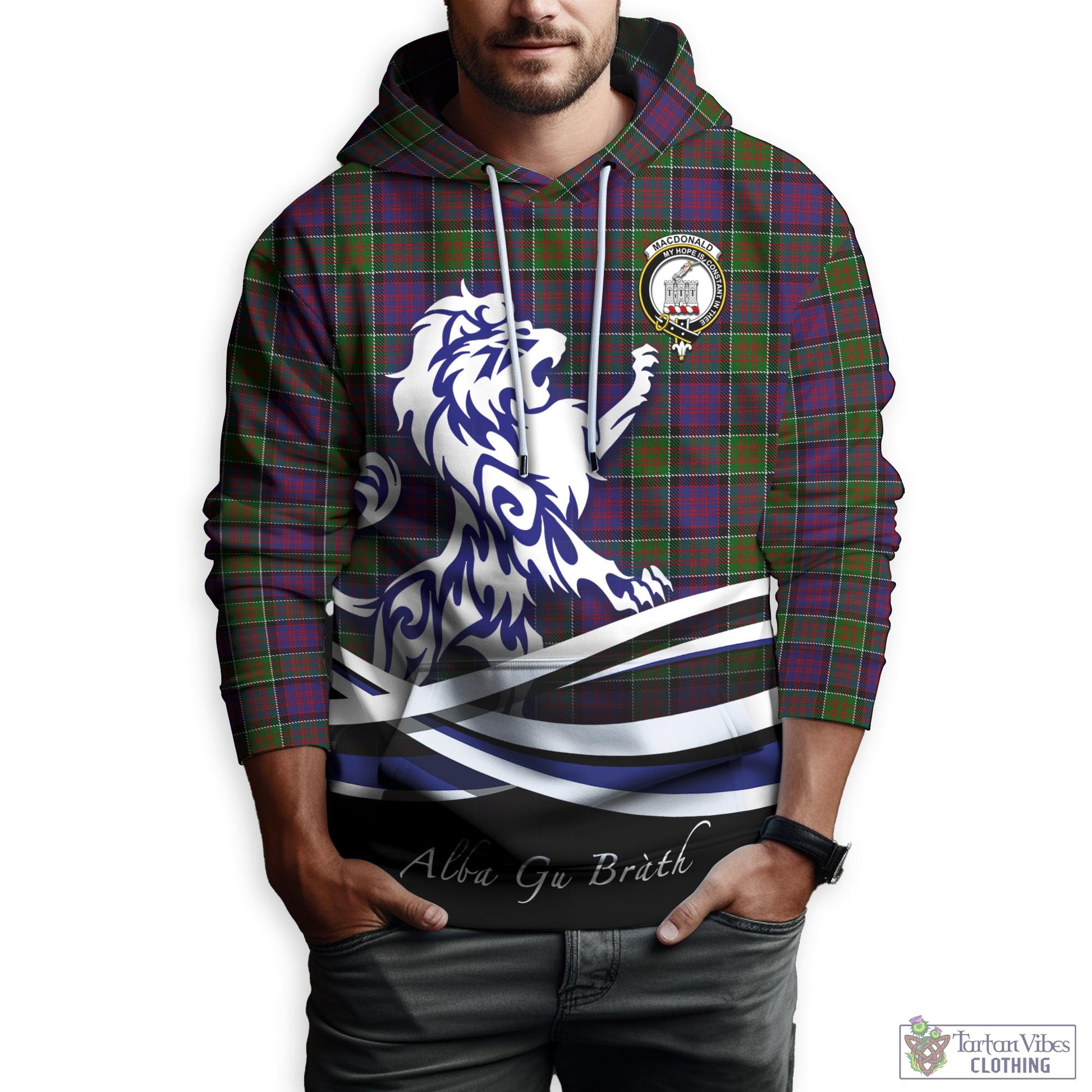 macdonald-of-clan-ranald-modern-tartan-hoodie-with-alba-gu-brath-regal-lion-emblem