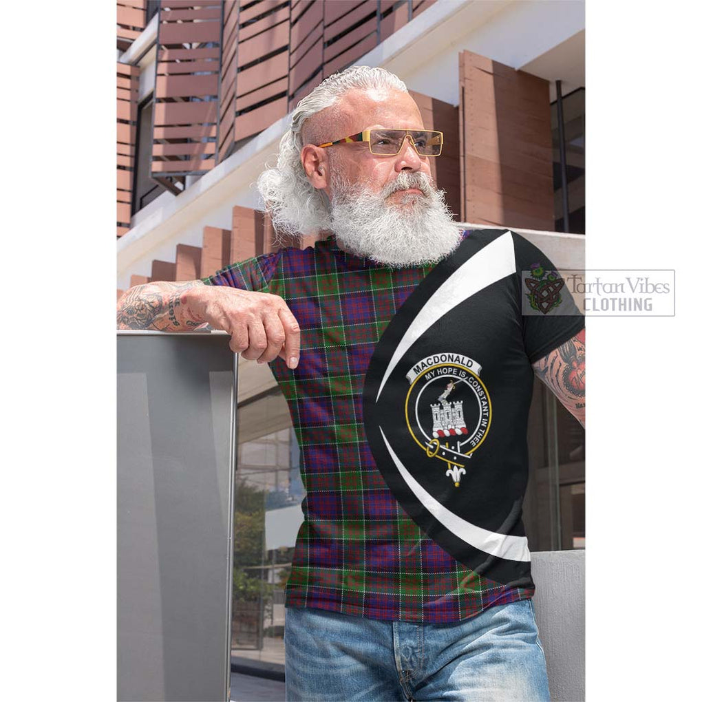 Tartan Vibes Clothing MacDonald of Clan Ranald Modern Tartan Cotton T-shirt with Family Crest Circle Style