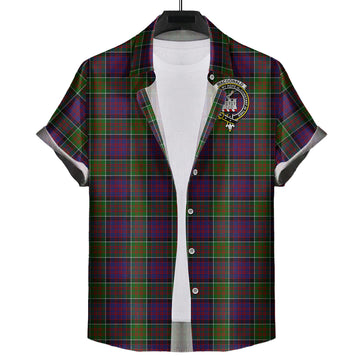 MacDonald of Clan Ranald Modern Tartan Short Sleeve Button Down Shirt with Family Crest