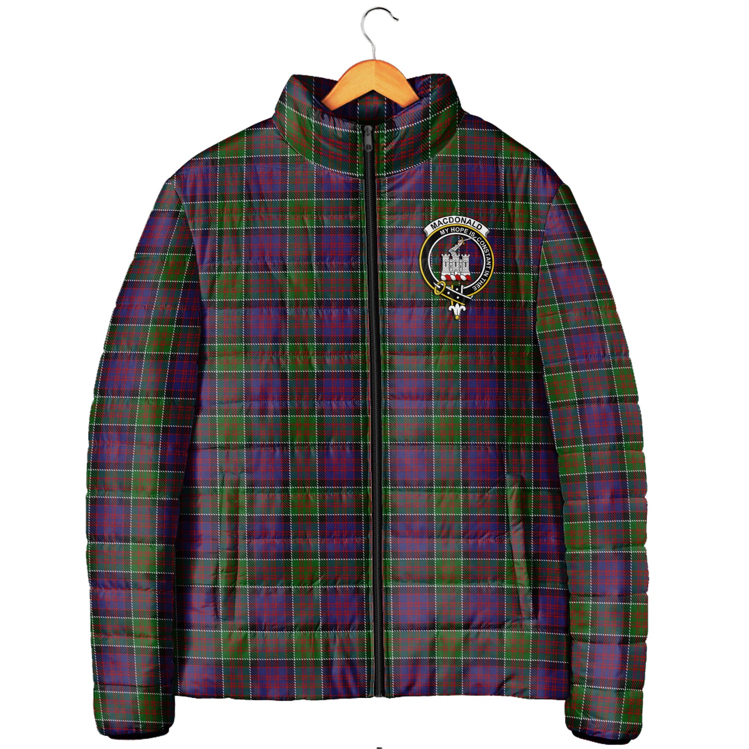 MacDonald of Clan Ranald Modern Tartan Padded Jacket with Family Crest Men's Padded Jacket - Tartan Vibes Clothing