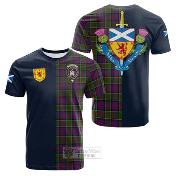 MacDonald of Clan Ranald Modern Tartan Cotton T-shirt Alba with Scottish Lion Royal Arm Half Style