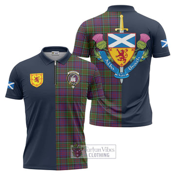 MacDonald of Clan Ranald Modern Tartan Zipper Polo Shirt Alba with Scottish Lion Royal Arm Half Style