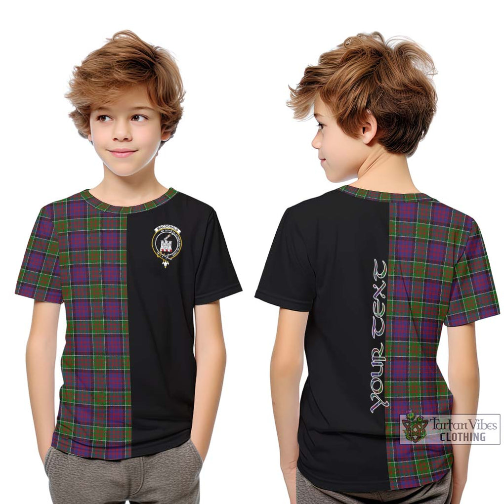 MacDonald of Clan Ranald Modern Tartan Kid T-Shirt with Family Crest and Half Of Me Style Youth XL Size14 - Tartanvibesclothing Shop