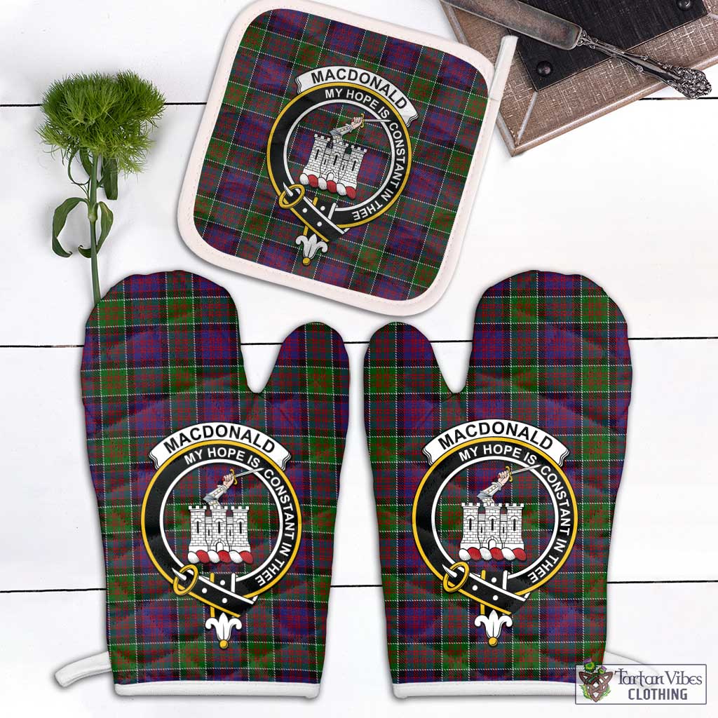 MacDonald of Clan Ranald Modern Tartan Combo Oven Mitt & Pot-Holder with Family Crest Combo 1 Oven Mitt & 1 Pot-Holder White - Tartan Vibes Clothing