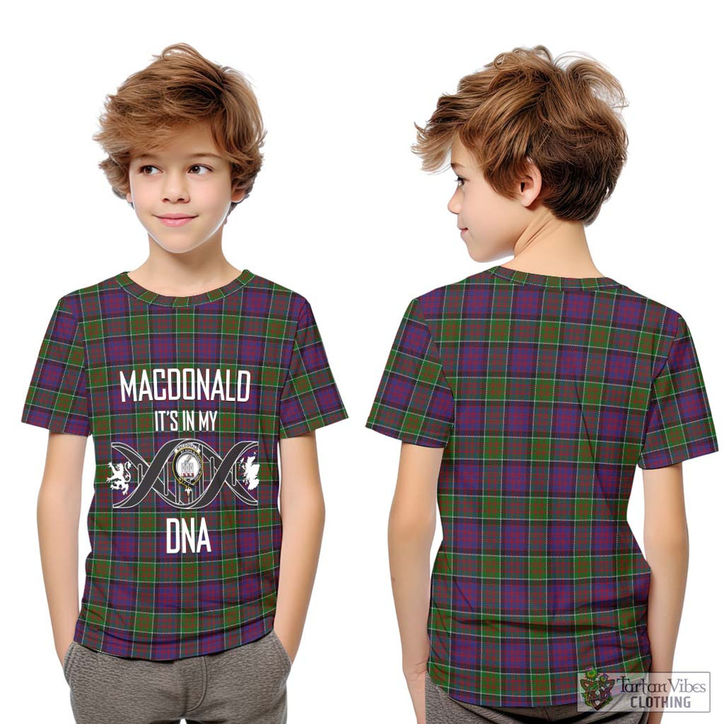 MacDonald of Clan Ranald Modern Tartan Kid T-Shirt with Family Crest DNA In Me Style Youth XL Size14 - Tartanvibesclothing Shop