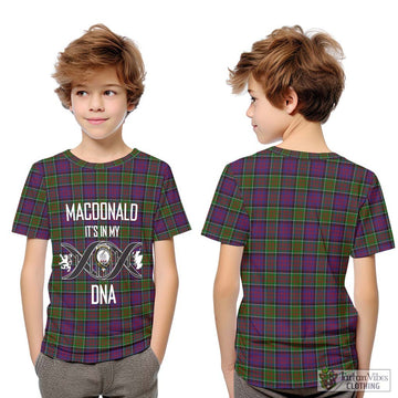 MacDonald of Clan Ranald Modern Tartan Kid T-Shirt with Family Crest DNA In Me Style