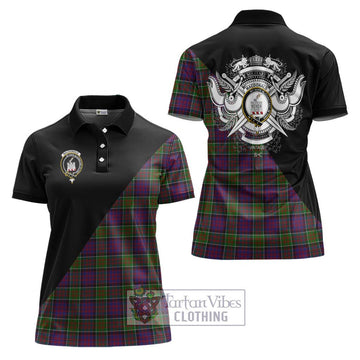 MacDonald of Clan Ranald Modern Tartan Women's Polo Shirt with Family Crest and Military Logo Style