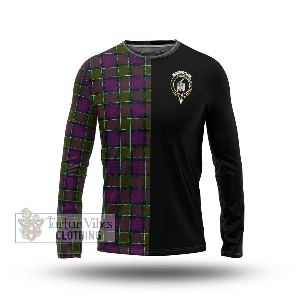 MacDonald of Clan Ranald Modern Tartan Long Sleeve T-Shirt with Family Crest and Half Of Me Style Unisex - Tartanvibesclothing Shop