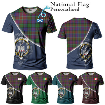 MacDonald of Clan Ranald Modern Tartan T-Shirt with Personalised National Flag and Family Crest Half Style