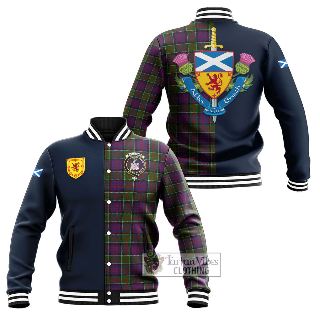 Tartan Vibes Clothing MacDonald of Clan Ranald Modern Tartan Baseball Jacket with Scottish Lion Royal Arm Half Style