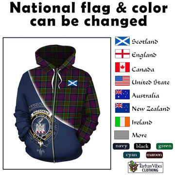 MacDonald of Clan Ranald Modern Tartan Hoodie with Personalised National Flag and Family Crest Half Style