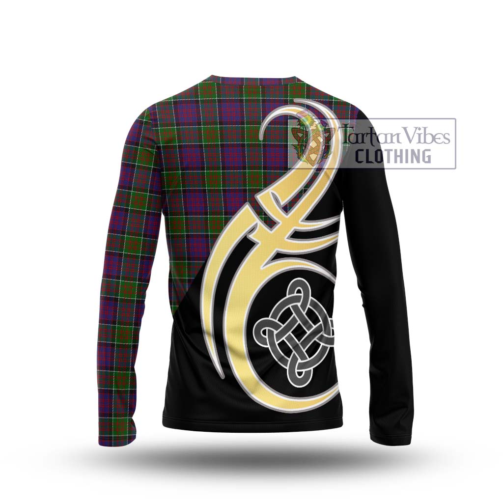 MacDonald of Clan Ranald Modern Tartan Long Sleeve T-Shirt with Family Crest and Celtic Symbol Style - Tartan Vibes Clothing