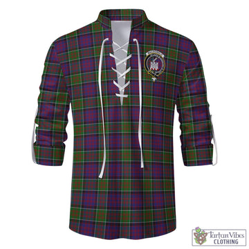 MacDonald of Clan Ranald Modern Tartan Men's Scottish Traditional Jacobite Ghillie Kilt Shirt with Family Crest