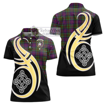 MacDonald of Clan Ranald Modern Tartan Women's Polo Shirt with Family Crest and Celtic Symbol Style