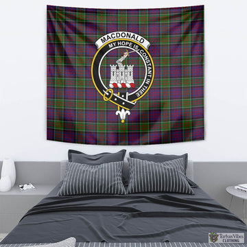 MacDonald of Clan Ranald Modern Tartan Tapestry Wall Hanging and Home Decor for Room with Family Crest