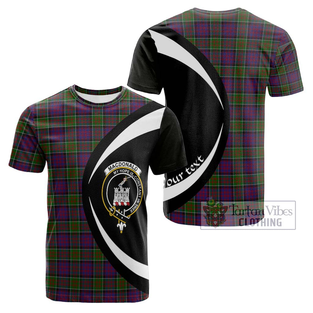 Tartan Vibes Clothing MacDonald of Clan Ranald Modern Tartan Cotton T-shirt with Family Crest Circle Style