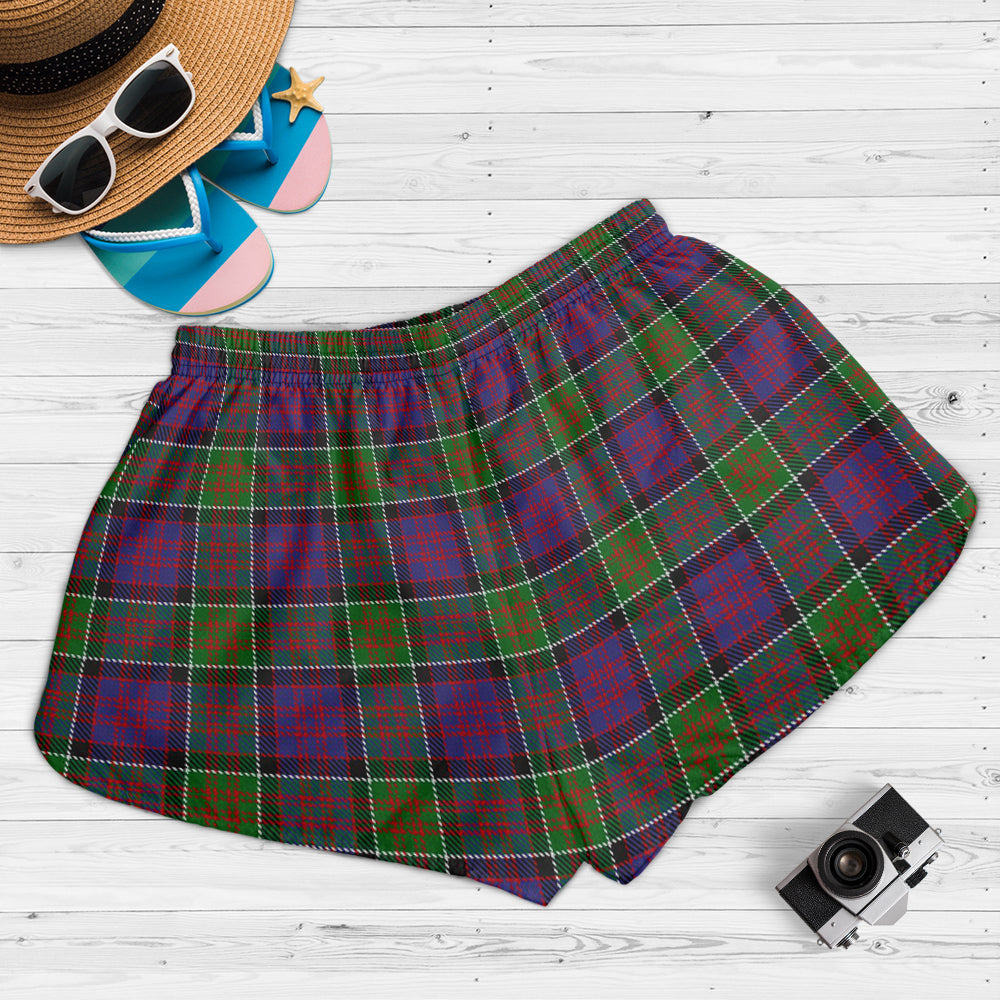 macdonald-of-clan-ranald-modern-tartan-womens-shorts-with-family-crest