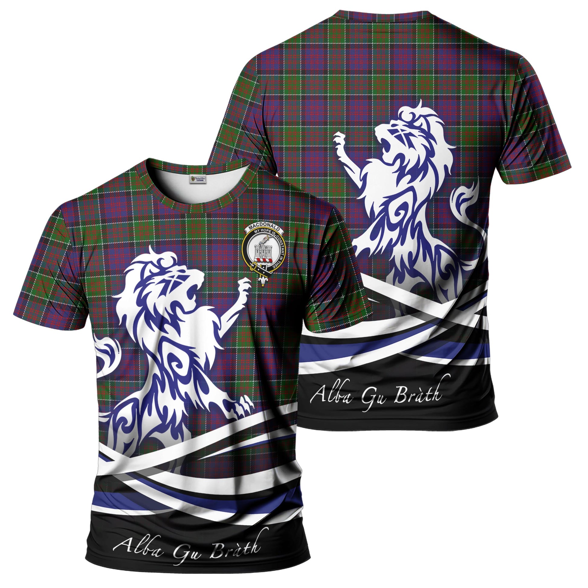 macdonald-of-clan-ranald-modern-tartan-t-shirt-with-alba-gu-brath-regal-lion-emblem