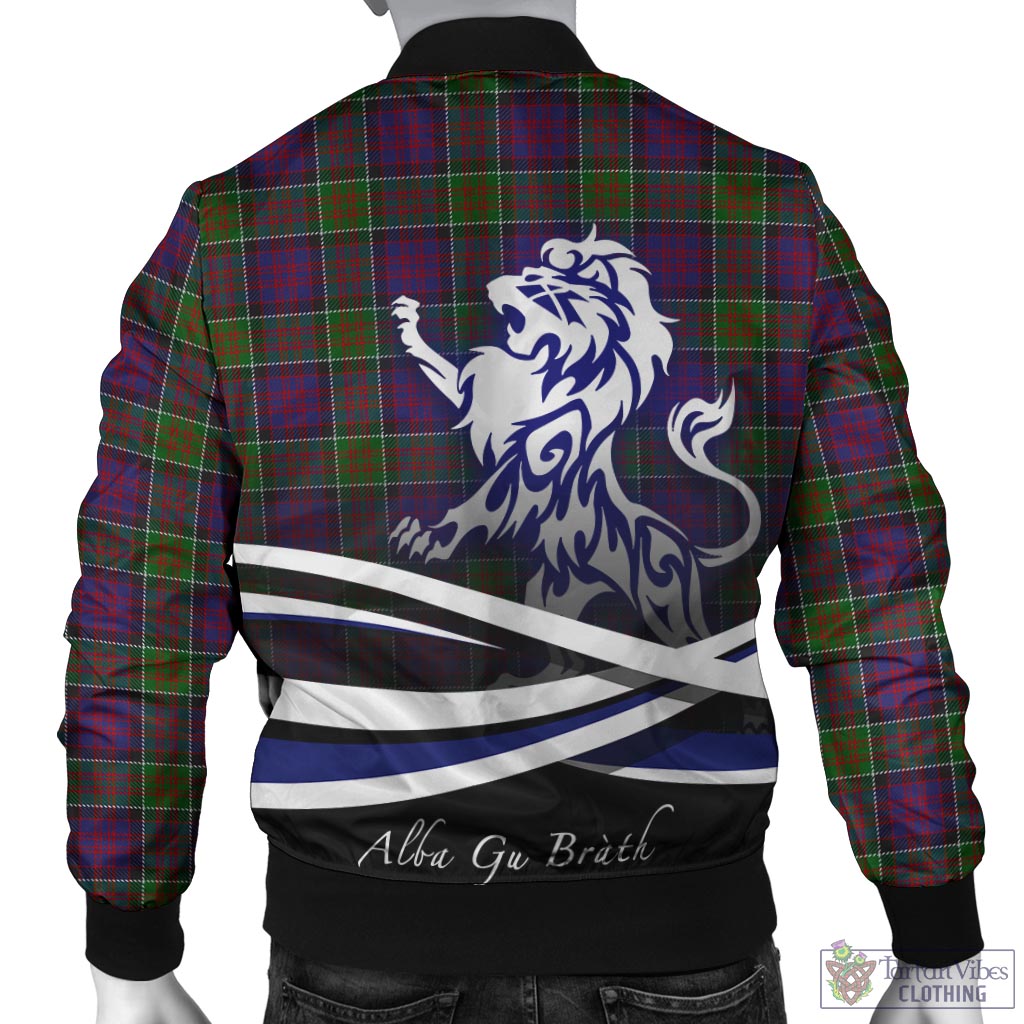 Tartan Vibes Clothing MacDonald of Clan Ranald Modern Tartan Bomber Jacket with Alba Gu Brath Regal Lion Emblem