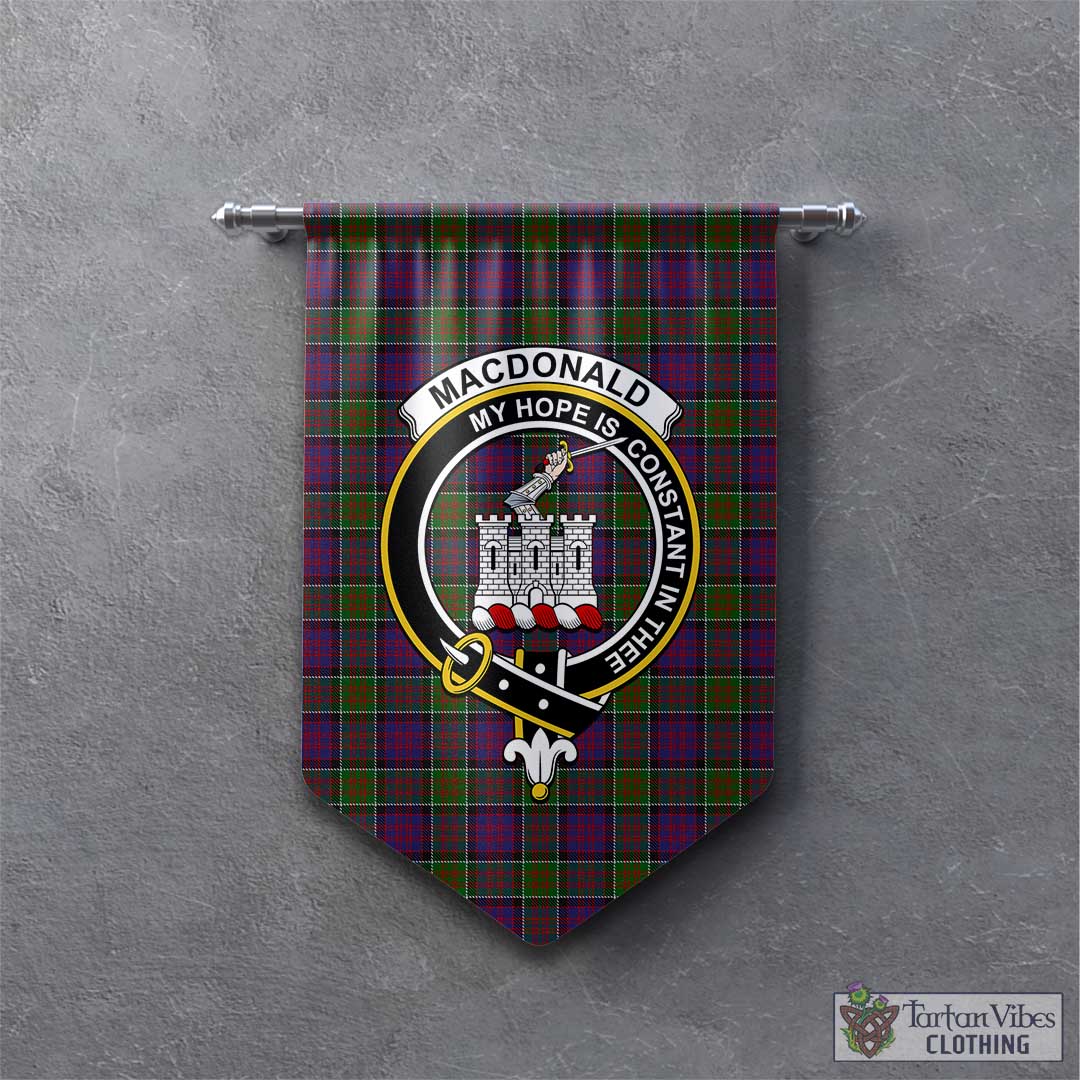 Tartan Vibes Clothing MacDonald of Clan Ranald Modern Tartan Gonfalon, Tartan Banner with Family Crest