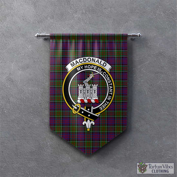 MacDonald of Clan Ranald Modern Tartan Gonfalon, Tartan Banner with Family Crest