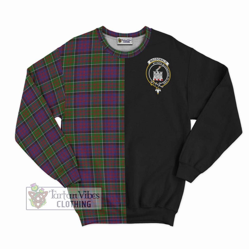 MacDonald of Clan Ranald Modern Tartan Sweatshirt with Family Crest and Half Of Me Style - Tartanvibesclothing Shop