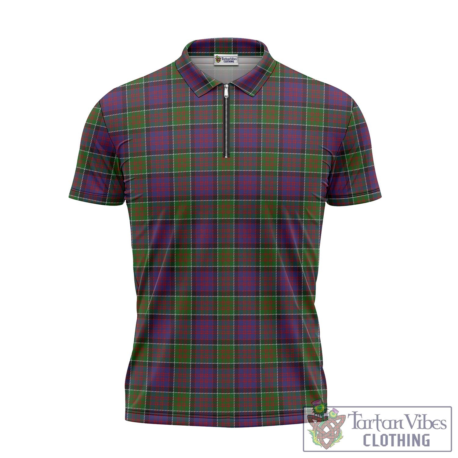 Tartan Vibes Clothing MacDonald of Clan Ranald Modern Tartan Zipper Polo Shirt