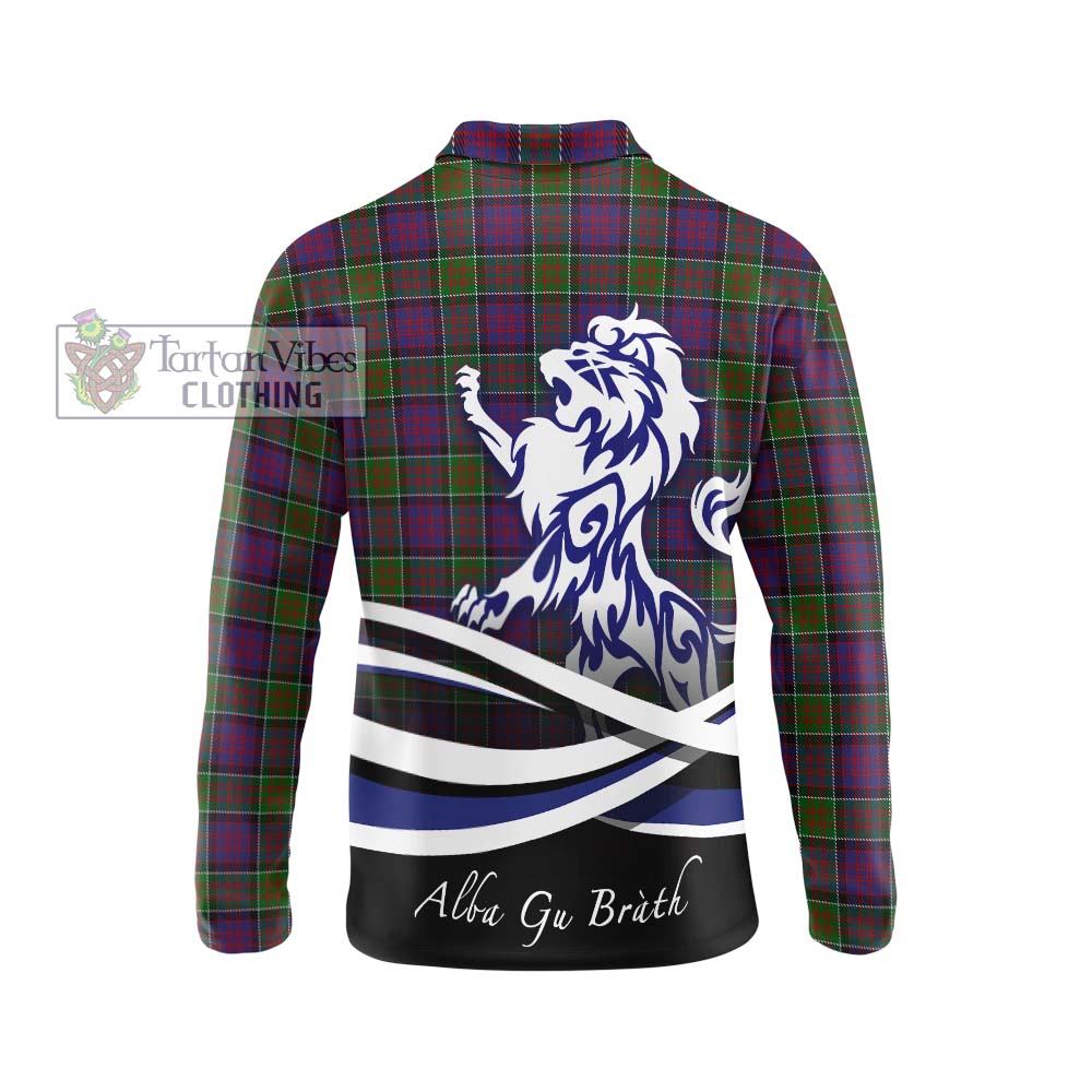 MacDonald of Clan Ranald Modern Tartan Long Sleeve Polo Shirt with Alba Gu Brath Regal Lion Emblem - Tartanvibesclothing Shop