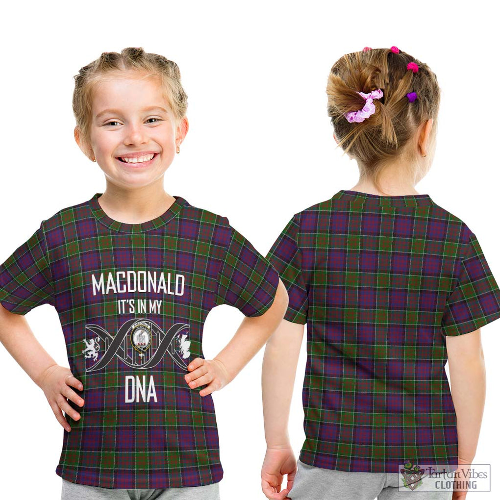 MacDonald of Clan Ranald Modern Tartan Kid T-Shirt with Family Crest DNA In Me Style - Tartanvibesclothing Shop