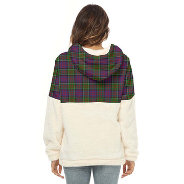 MacDonald of Clan Ranald Modern Tartan Women's Borg Fleece Hoodie With Half Zip with Family Crest