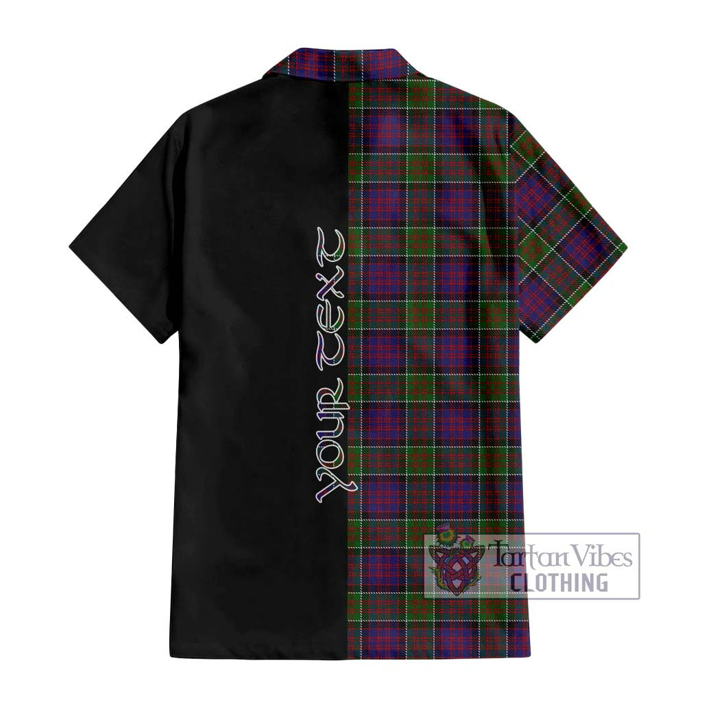 MacDonald of Clan Ranald Modern Tartan Short Sleeve Button Shirt with Family Crest and Half Of Me Style - Tartanvibesclothing Shop