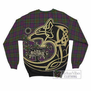 MacDonald of Clan Ranald Modern Tartan Sweatshirt with Family Crest Celtic Wolf Style