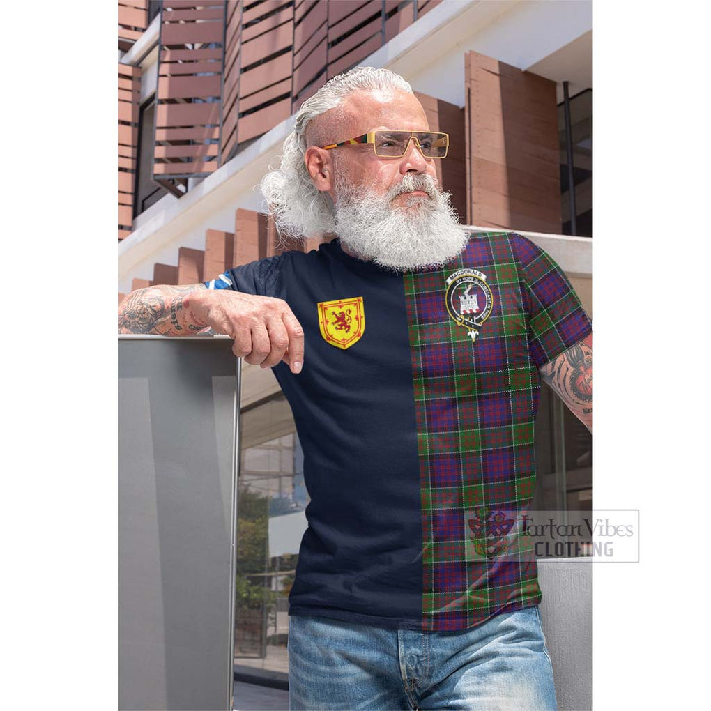 Tartan Vibes Clothing MacDonald of Clan Ranald Modern Tartan Cotton T-shirt with Scottish Lion Royal Arm Half Style