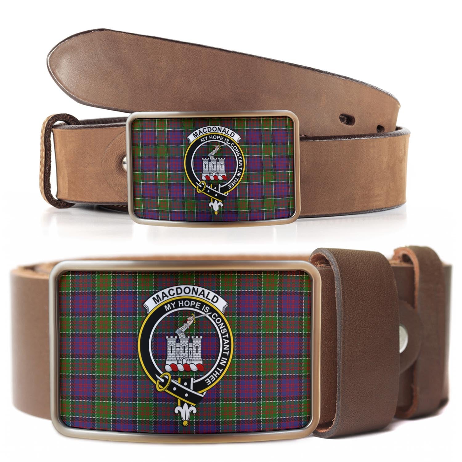 MacDonald of Clan Ranald Modern Tartan Belt Buckles with Family Crest - Tartan Vibes Clothing