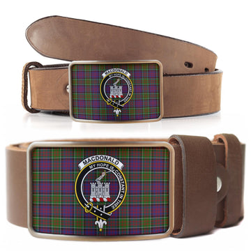 MacDonald of Clan Ranald Modern Tartan Belt Buckles with Family Crest