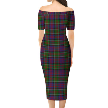 MacDonald of Clan Ranald Modern Tartan Off Shoulder Lady Dress