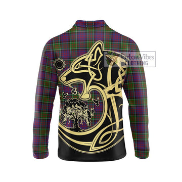 MacDonald of Clan Ranald Modern Tartan Long Sleeve Polo Shirt with Family Crest Celtic Wolf Style