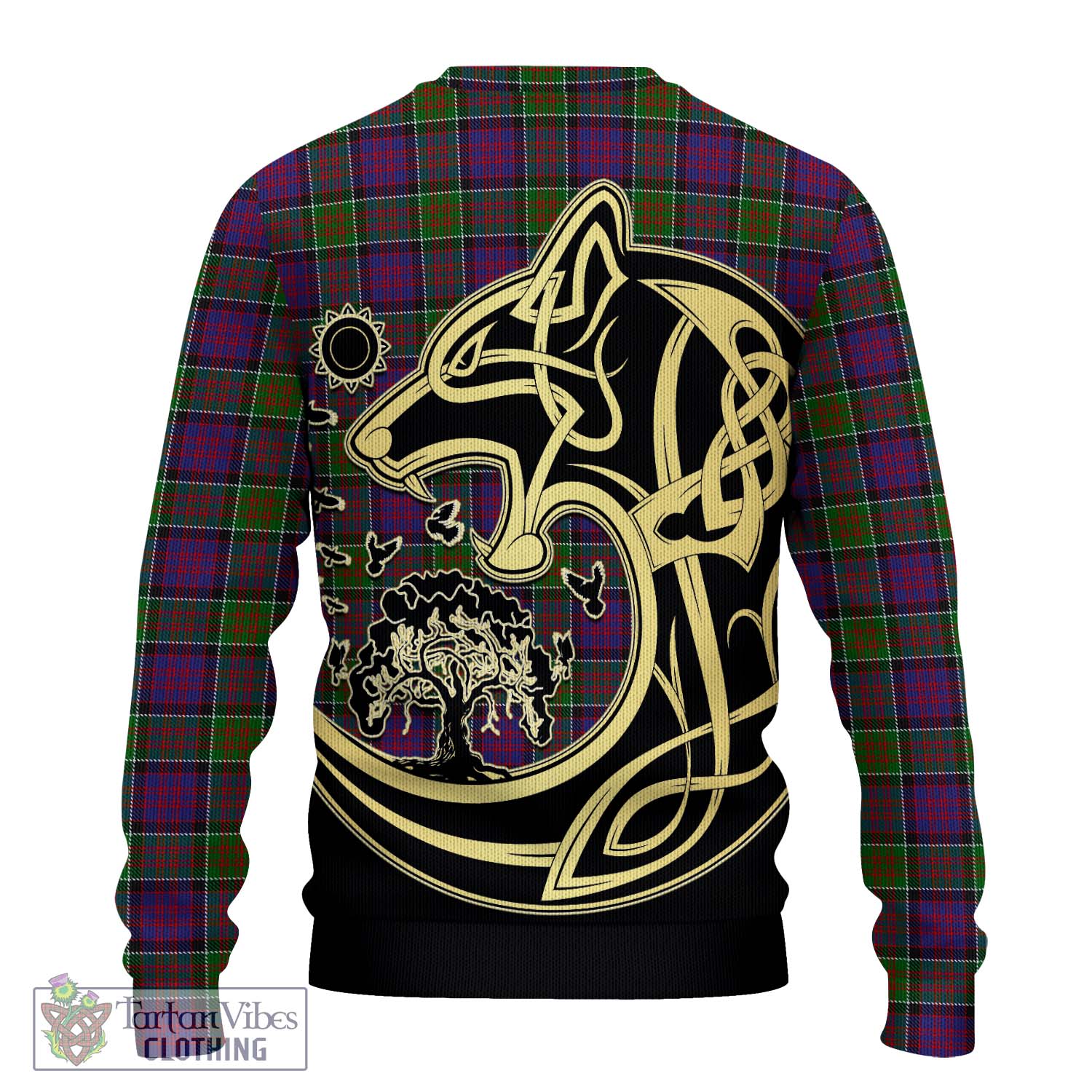 MacDonald of Clan Ranald Modern Tartan Knitted Sweater with Family Crest Celtic Wolf Style - Tartan Vibes Clothing