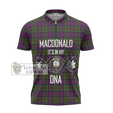 MacDonald of Clan Ranald Modern Tartan Zipper Polo Shirt with Family Crest DNA In Me Style