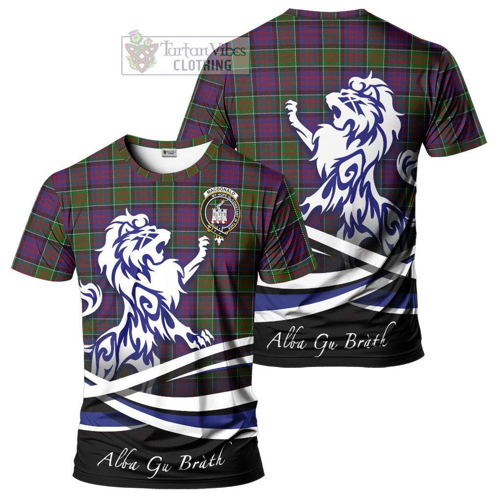 Tartan Vibes Clothing MacDonald of Clan Ranald Modern Tartan Cotton T-shirt with Alba Gu Brath Regal Lion Emblem