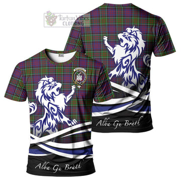 MacDonald of Clan Ranald Modern Tartan Cotton T-shirt with Alba Gu Brath Regal Lion Emblem