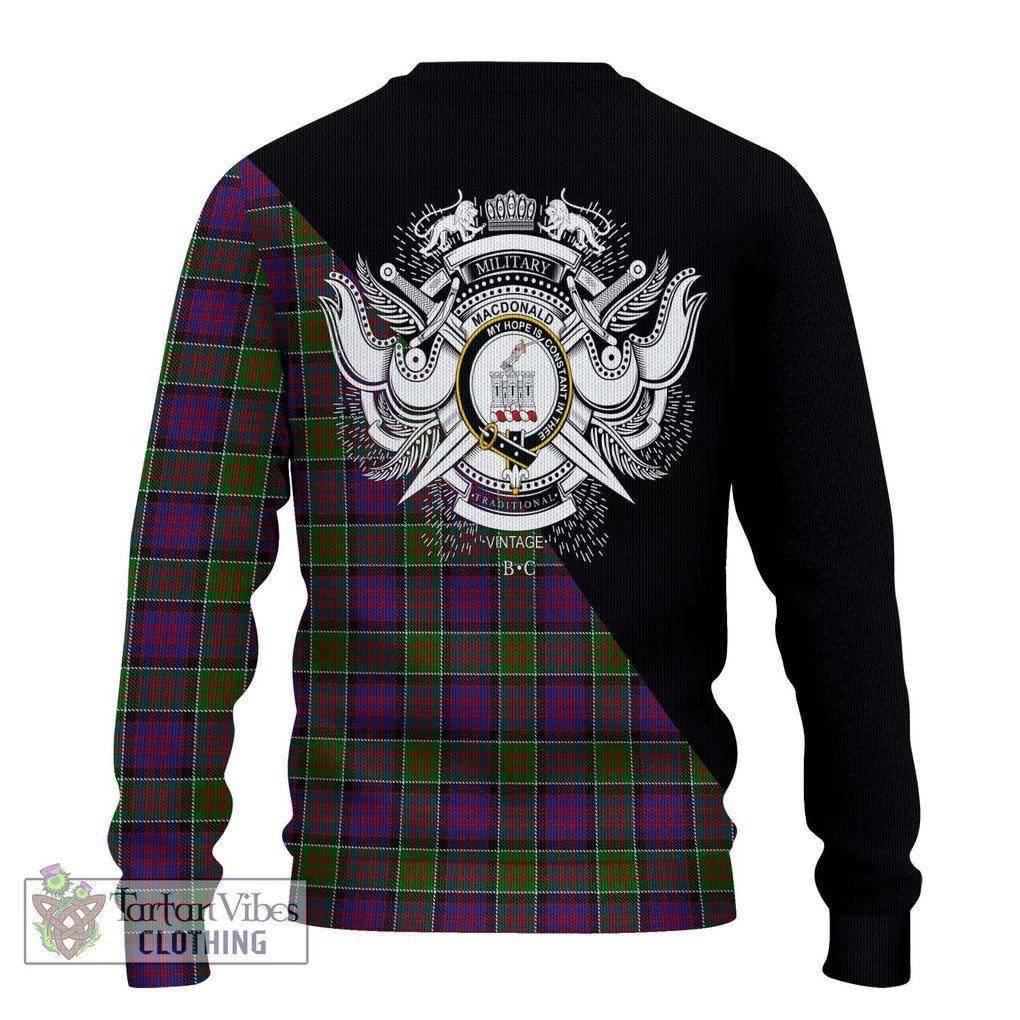 MacDonald of Clan Ranald Modern Tartan Knitted Sweater with Family Crest and Military Logo Style - Tartanvibesclothing Shop