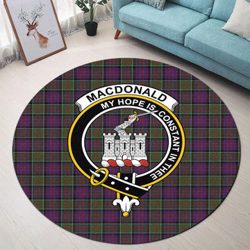 MacDonald of Clan Ranald Modern Tartan Round Rug with Family Crest