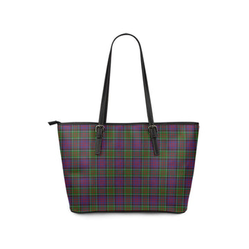 MacDonald of Clan Ranald Modern Tartan Leather Tote Bag