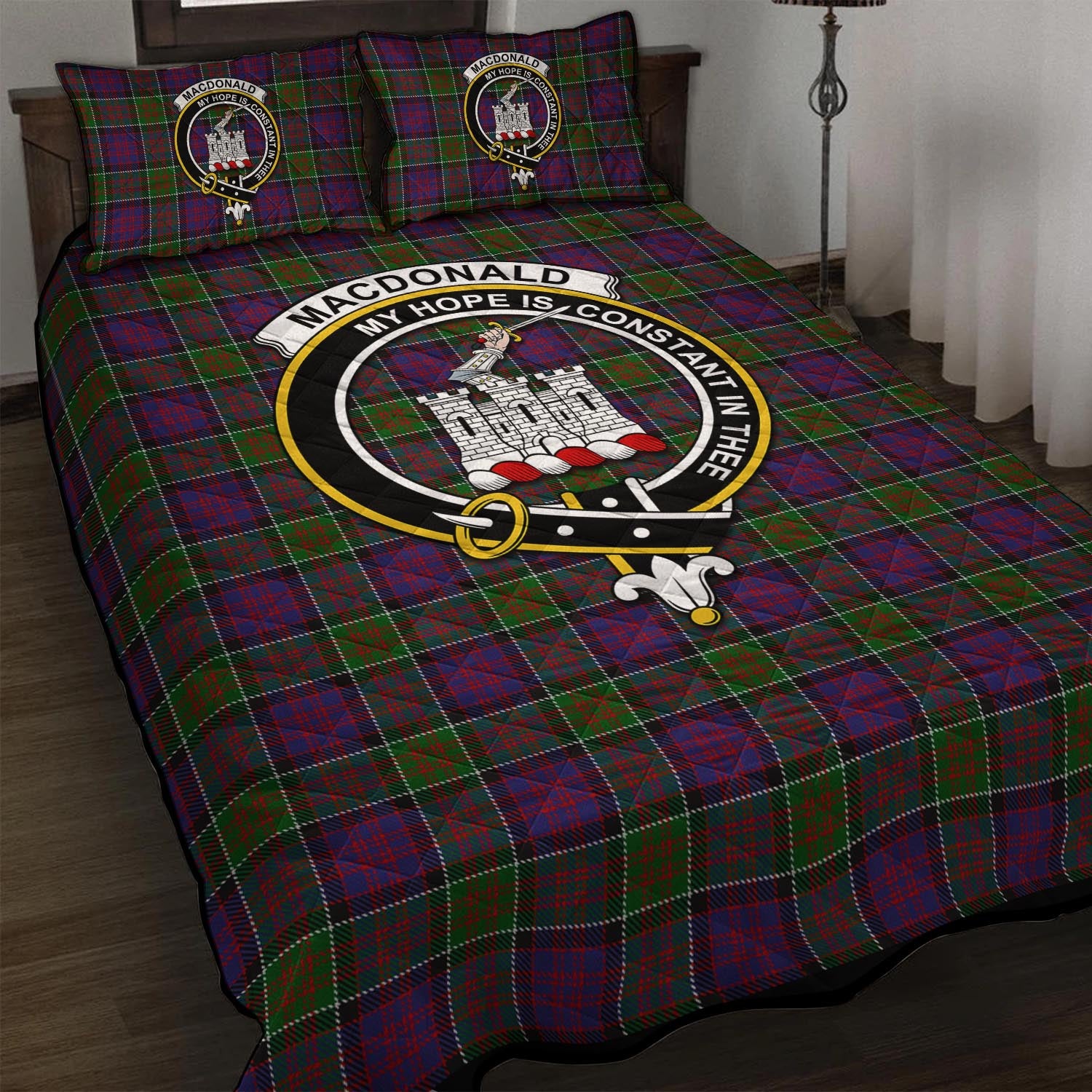 MacDonald of Clan Ranald Modern Tartan Quilt Bed Set with Family Crest - Tartan Vibes Clothing