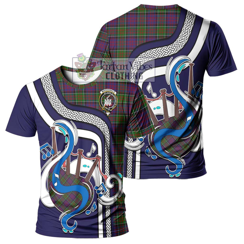 MacDonald of Clan Ranald Modern Tartan T-Shirt with Epic Bagpipe Style - Tartanvibesclothing Shop