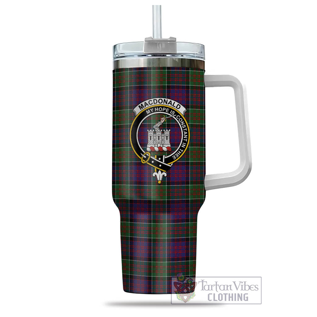 Tartan Vibes Clothing MacDonald of Clan Ranald Modern Tartan and Family Crest Tumbler with Handle