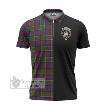 MacDonald of Clan Ranald Modern Tartan Zipper Polo Shirt with Family Crest and Half Of Me Style